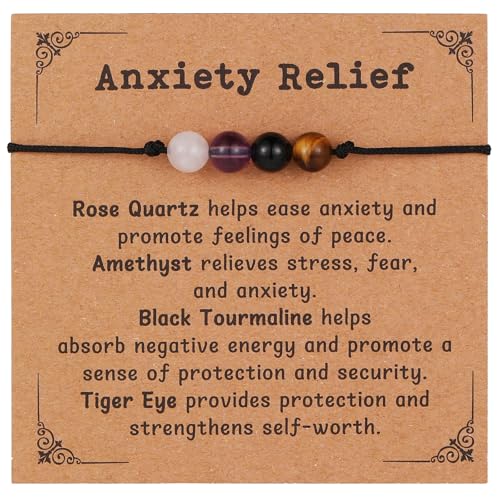Korotho Empath Protection Bracelet Empath Bracelets Gifts for Her Natural Healing Crystal Beaded Bracelet, Tourmaline, Ame...
