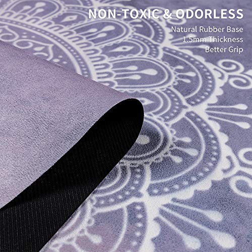 SNAKUGA Travel Yoga Mat, Non Slip Exercise Suede Mat with Carry Bag, All-Purpose Fitness Mat with High Density Anti-Tear S...