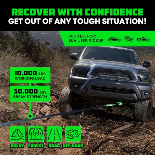 Rhino USA Recovery Tow Strap (3" x 20') - 31,518lb Break Strength - Emergency Recovery Strap Tow Rope for Truck, UTV, ATV...