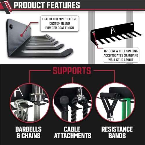 IRON AMERICAN USA Omega Beast Gym Storage Rack 11-Hook Heavy-Duty Gym Wall Organizer Gym Caddy Hanger - Gym Accessory Stor...