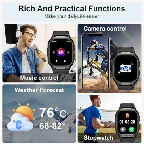 Smart Watch for Men Fitness Tracker: Waterproof Make/Answer Call Military Digital Watches Run Smartwatch Android Phones iP...