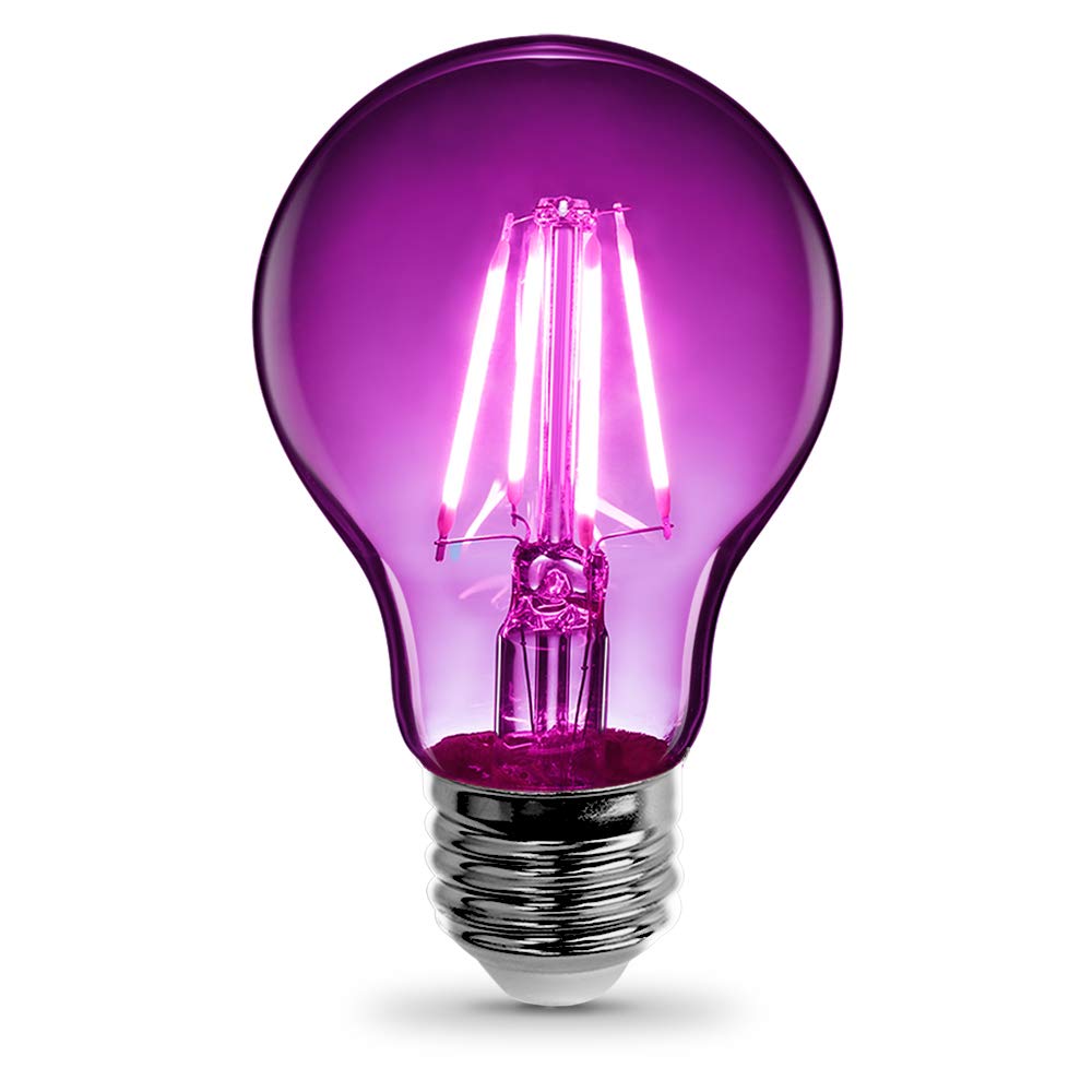 Feit Electric A19 Purple Filament Led Bulb, 25W, Glass, 2.38 D X 4.44 H, Model A19/Tp/Led,