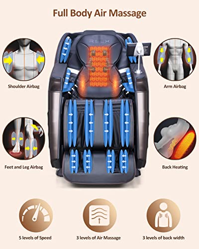 RELX Massage Chair Full Body, 15 Modes Zero Gravity SL-Track Shiatsu Massage Chair Built-in Heat System, Airbag Massage wi...