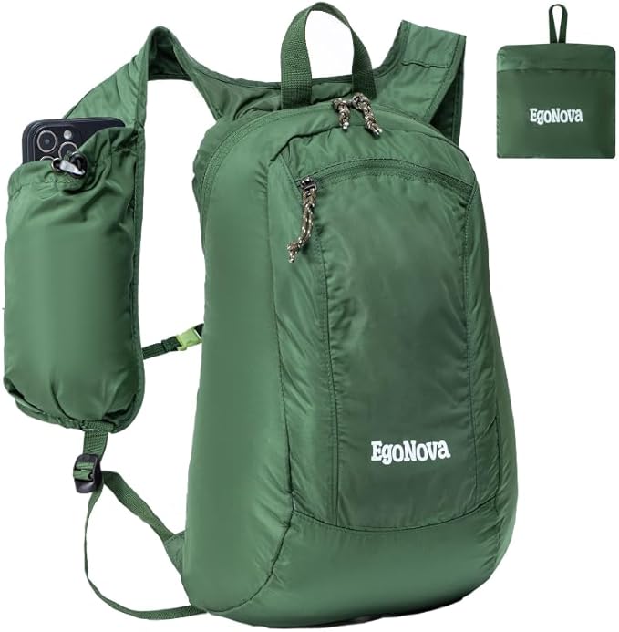EgoNova 12L Ultralight & Thin Packable Daypack, Small Foldable Hiking Backpack Travel Bag, Water Resistant Day Pack for Me...
