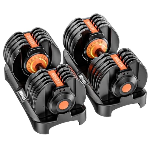 Moveta Adjustable Dumbbells Set of 2，Free Weights Dumbbells Set，Adjustable Dumbbell Set，52.5 lbs pair 105 lbs，15 in 1，for ...