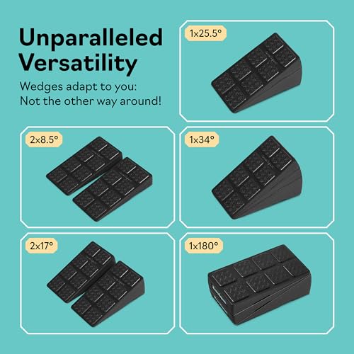 Squat Wedge Block Set of 3/5 - 960 LBS Capacity - Slant Board for Calf Stretching with 5 Stackable Angles - Calf Stretcher...