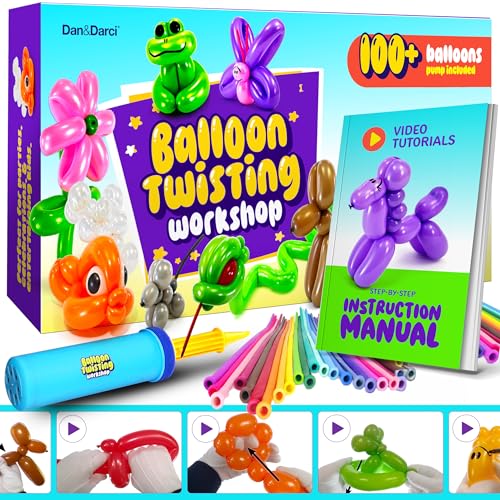 Dan&Darci Balloon Animal Twisting Kit with Pump for Kids - Boy & Girl Christmas Gift - Birthday Gifts for Girls and Boys -...