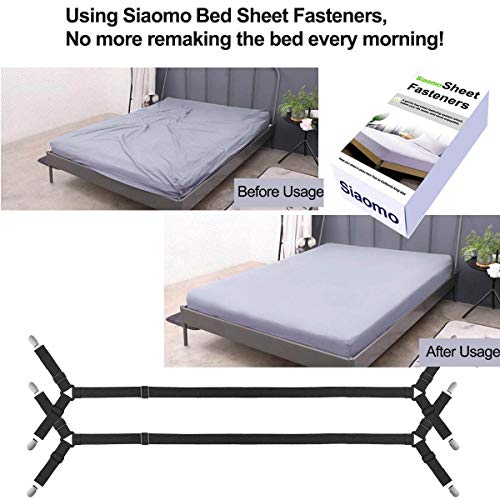 Bed Sheet Holder Straps - Sheet Straps Adjustable Bed Sheet Clips Fasteners Keep Sheets Stays in Place,2Pcs/Set Black