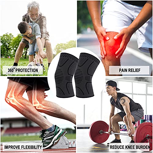 Double Couple 2 Pack Copper Knee Brace Knee Compression Sleeve Support for Men Women Knee Pain Working Out Running Sport A...