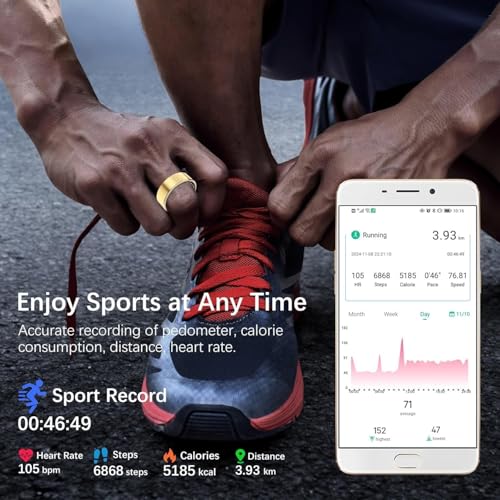Health Tracker Ring, Smart Health Ring for Women Men with Heart Rate, Blood Oxygen, Sleep Monitor, Steps,Calories, No Subs...