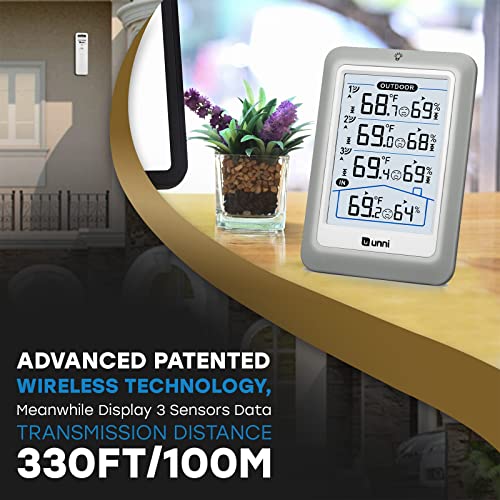 Indoor Outdoor Thermometer Wireless, 4.5 Inch Display Digital Hygrometer Thermometer Temperature Humidity Monitor with 330...