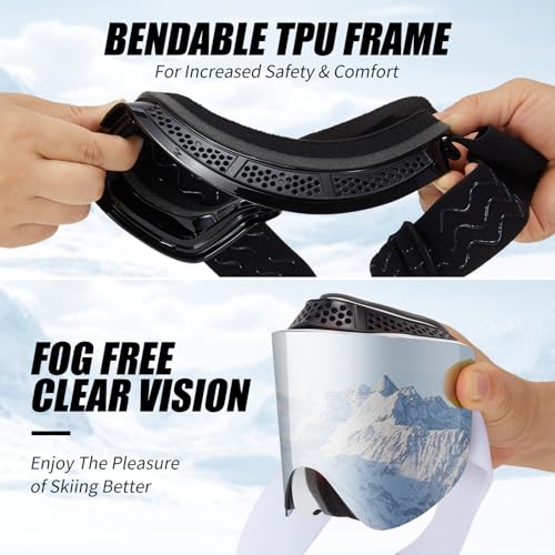 JQF Gear Ski Goggles OTG Snow/Snowboard Goggles Snowboarding Goggles Over Glasses Ski Goggle for Men Women Adult
