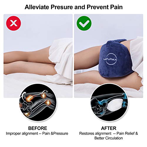 NATUMAX Knee Pillow for Side Sleepers - Relief from Sciatica Pain, Back/Leg Pain, Pregnancy, Hip and Joint Pain Memory Foa...