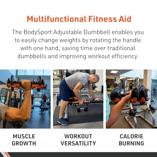 BodySport 40 Pound Adjustable Dumbbells – Includes 12 Free Weights, Ranging from 3 to 40 Pounds, Ideal for Home Gym Workou...