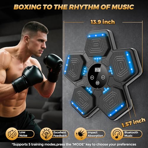 LOLBOX 2025 Music Boxing Machine for Adults and Kids, Smart Interactive Boxing Training Equipment with Gloves Wall Mounte...