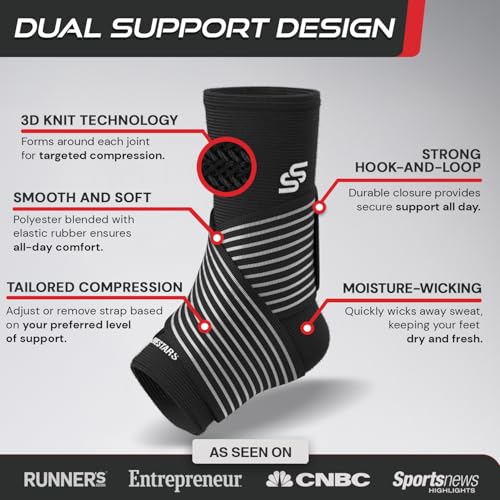 Sleeve Stars Ankle Brace for Women & Men, Ankle Wrap for Sprain, Compression Sleeve for Plantar Fasciitis Relief, Easy Cus...