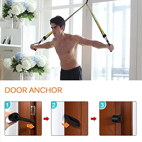 Resistance Bands Set, Workout Bands with Handles, Door Anchor, Ankle Straps and Carry Bag, Exercise Bands for Shape Body a...