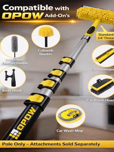 5-18 FT Long Telescopic Extension Pole, Multi-Purpose Aluminum Alloy Telescoping Rod with Universal Twist-on Metal Tip Fli...