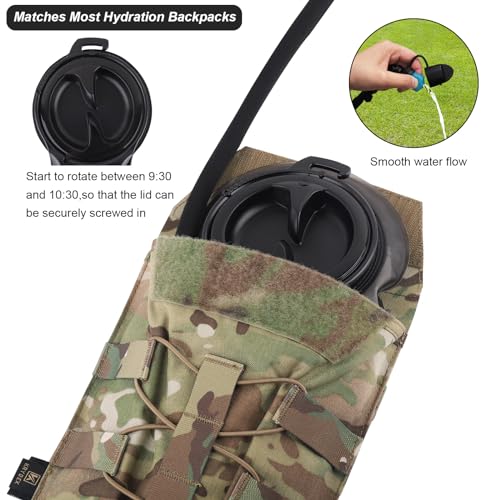 PETAC GEAR 1.5L / 3L Tactical Hydration Pack，Molle Carrier Pouch for 50 oz /100 oz Hydration Bladder Daypack Water Backpack.