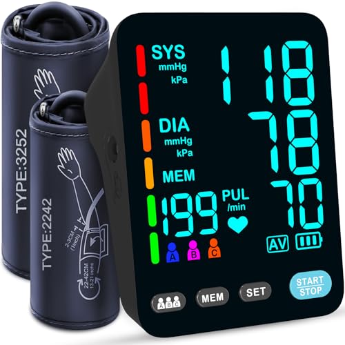 YONLO Blood Pressure Monitor, Automatic Upper Arm Blood Pressure Monitors for Home Use, 2 Blood Pressure Machine Cuff(9-17...