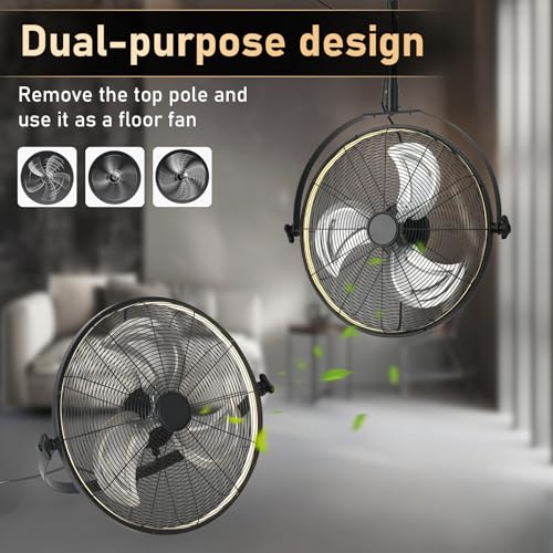 AHAWILL 22.8" Outdoor Hanging Ceiling Fan with Light - 360 Rotatable Fixed Angle,Plug-in,3CCT Dimmable,6 Speeds,Timer & Re...