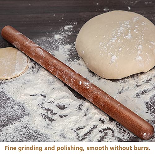 Aisoso French Rolling Pin, 17.7 Inches Wood Rolling Pin for Baking Extra Long Thickened, Classic Wooden Dough Roller for F...