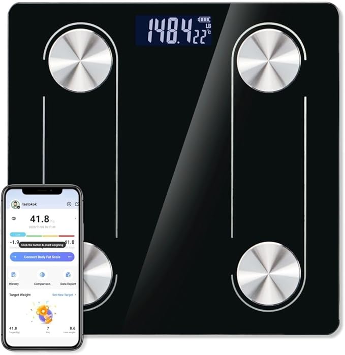 Digital Body Scale Trnr-BDYSCLE-BLK, Home Essential Body Weight Scale for People, Durable Bathroom Accessory, Compatible w...