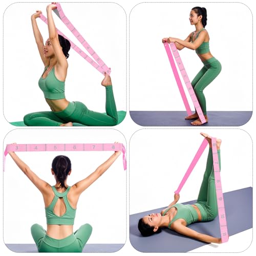 Yoga Bands For Stretching Stretch Straps with Loops Elastic Stretching Strap With Loops Physical Pilates Stretch Band For ...