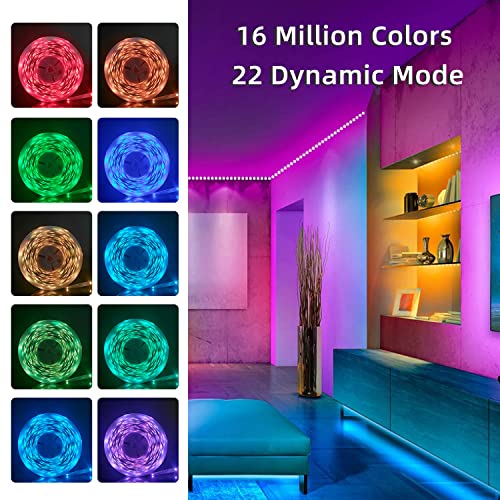 Lcutml 100FT Smart LED Strip Lights , RGB Strip Lights Sync to Music with 40 Key Remote Controller LED Lights for Bedroom,...