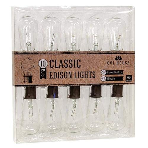 Cwi Gifts Clear Edison Light Strand, 10 Ct., Plastic, Brown/Clear, Model G13854