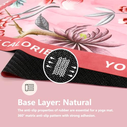 Yagizaai Hot Yoga Mat Towel for Women | Non-Slip Natural Rubber Backing | 72"x26.7" Absorbent Suede Microfiber & Floral De...