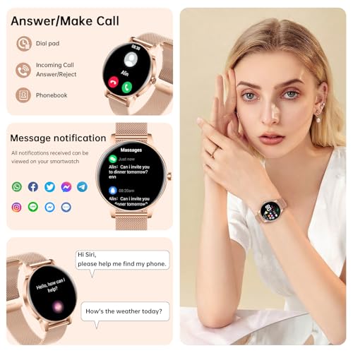 Smart Watch for Women(Answer/Make Calls), 1.27" HD Screen Fitness Tracker with Heart Rate/Sleep Monitor, 130+ Sport Modes ...