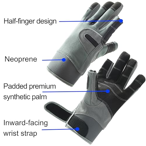 NAVIS MARINE Sailing Gloves for Men Women Rowing Boating Fishing Kayaking All Water Sports Perfect UV Protection Short Finger