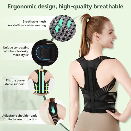 Back Brace Posture Corrector for Women and Men, 4-Point Back Support System for Upper/Lower Back Pain Relief, Scoliosis & ...