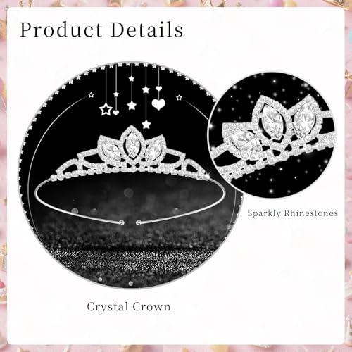 IGMaryBox Rhinestone Birthday Crown Glitter Birthday Sash Set Tiara Sparkling Banner Party Favors