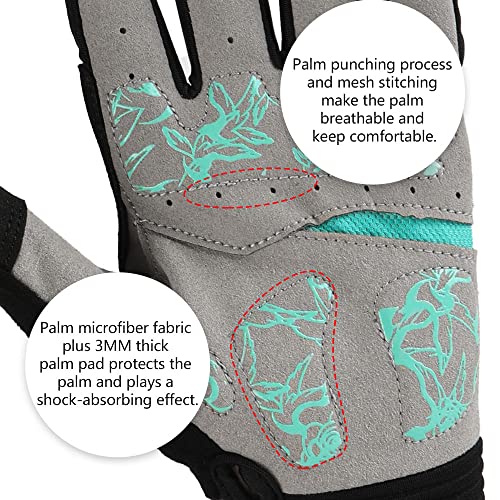 DuShow Bike Gloves for Women Cycling,Pink Floral Workout Gloves Women,Full Finger Biking Driving Riding Gloves for Women,G...