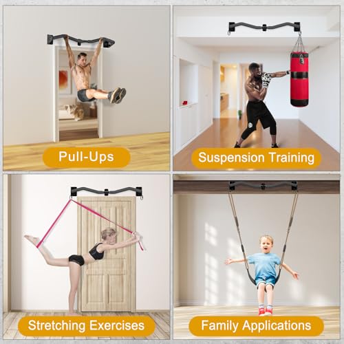 Kipika Wall Mounted Pull Up Bar - Heavy Duty 450 LB Capacity Doorway Chin Up Bar for Home Gym, Sturdy Steel Construction w...