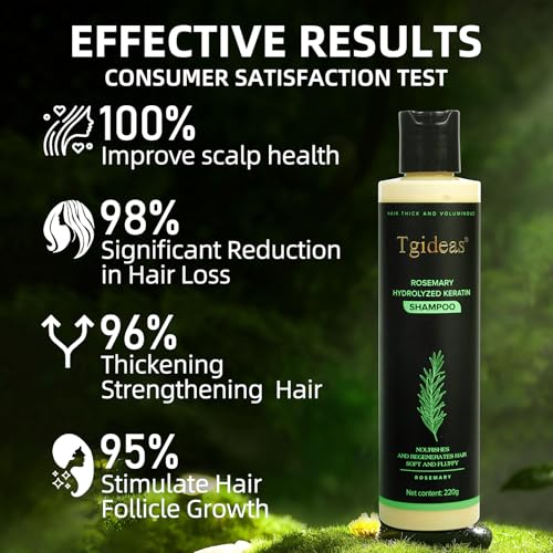 Organic Rosemary Hair Growth Shampoo for Women and Men-Natural Thickening & Strengthening Shampoo with Hydrolyzed Keratin for Thinning Hair & Hair Loss 7.4 fl.oz
