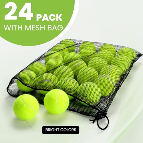 FURWEY Tennis Balls, 24/36/80 Pack Bulk Tennis Balls Pressureless Tennis Ball, Come with Mesh Bag for Easy Transport,Pet D...