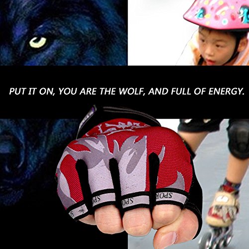 Kids Cycling Gloves for Girls Boys Youth Half Finger Sports Gloves Mittens Sun UV protection Gloves Breathable Non-slip Ge...