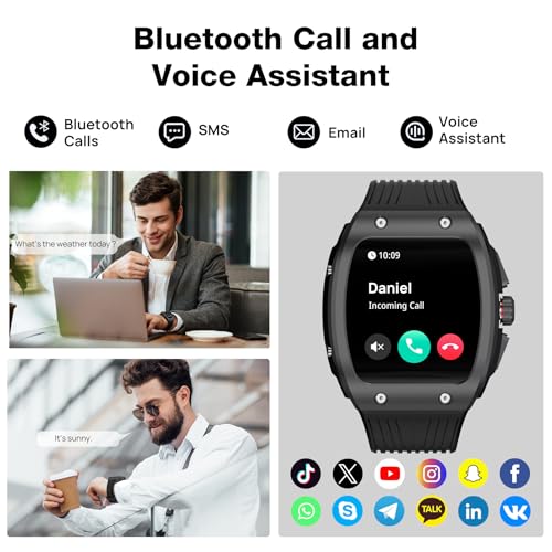 Smart Watches for Men, 1.76" HD Square Touchscreen Smartwatch, Heart Rate/SpO2/Sleep Monitor, Make/Answer Calls, 100+ Spor...