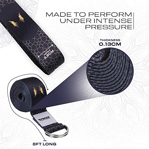 RDX 8ft Yoga Strap with D-Ring Buckle, Durable Polyester Cotton Adjustable Belts for Stretching Pilates Dance Gymnastics F...