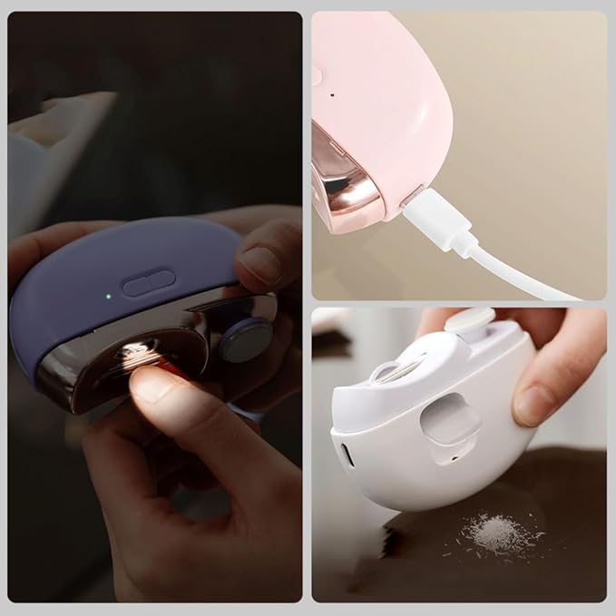 Electric Nail Clipper, 2 in 1 Electric Polishing Automatic Nail Clippers Electric Nail Trimmer with 2 Adjustable Speeds, Nail Trimmer for Seniors, Kids, Adults (Pink)