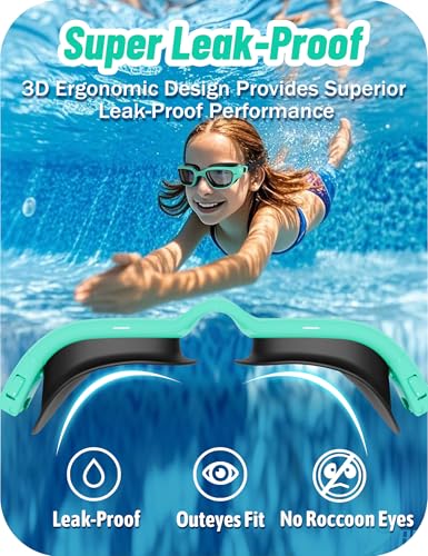 Vvinca Kids Swim Goggles, Swimming Goggles for Toddlers Kids 3-14 Anti-Fog UV Protection No Leak Pool Glasses for Boys Girls