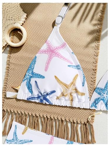 Verdusa Girl's 2 Piece Cute Bathing Suits Halter Backless Bikini Set Girls Swimsuits Triangle Bikinis