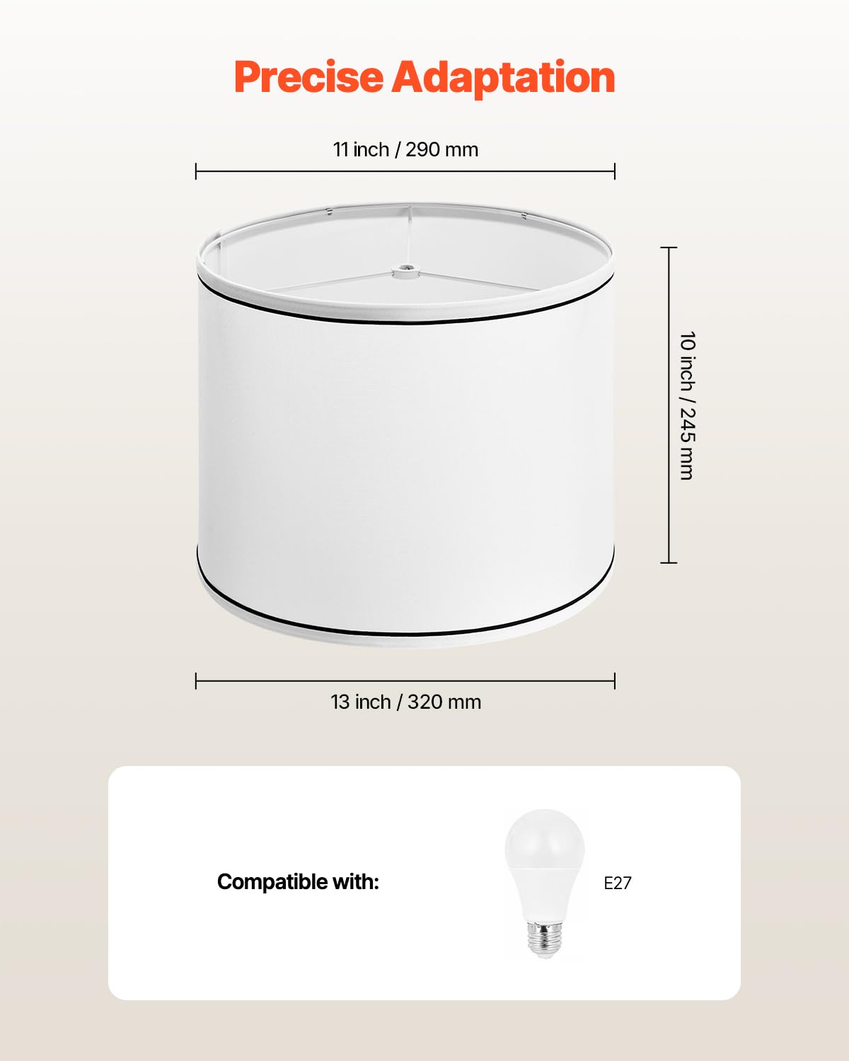 Vevor Lamp Shade 2 Set  11 In Top X 13 In Bottom X 10 In High (Spider Fitter)  Medium Lampshade With Harp  Replacement Lamp Shade For Table & Floor Lamps Pendant Lights  White With Black Edge
