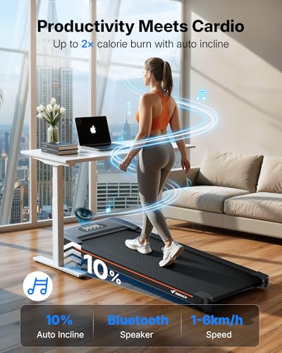 MERACH Walking Pad with Incline 12% Auto Treadmill for Home, 400lbs Capacity 3.5HP Super Quiet Brushless Walking Pads Unde...