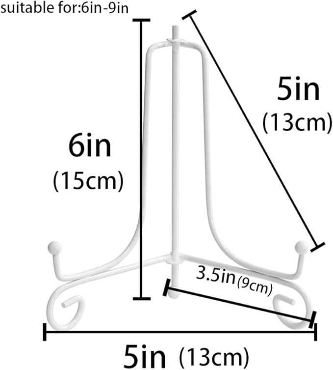 LIONWEI LIONWELI 6 Inch White Iron Plate Stand Holder Easel Display Stand for Plate?Picture?Photo and More,4 pcs.