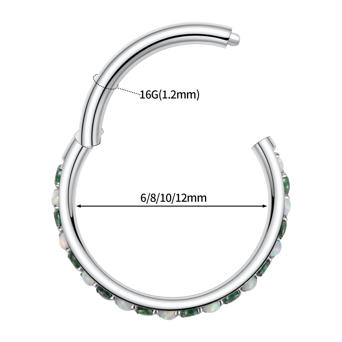 FUNLMO 16G Cartilage Earring Septum Jewelry Nose Ring Hoop Daith Tragus Helix Piercing Jewelry 8mm Silver