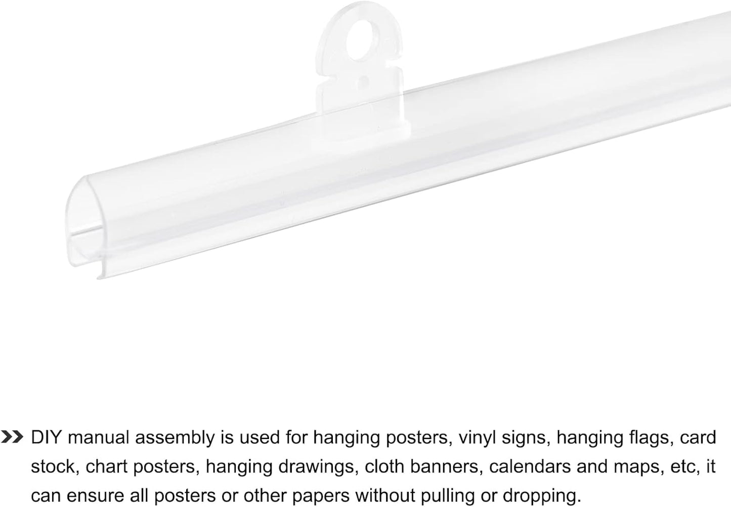 MECCANIXITY PVC Poster Hanger Rail Poster Strip Bar 86cm/34inch Clear with Clips for Poster, Map, 4 Set